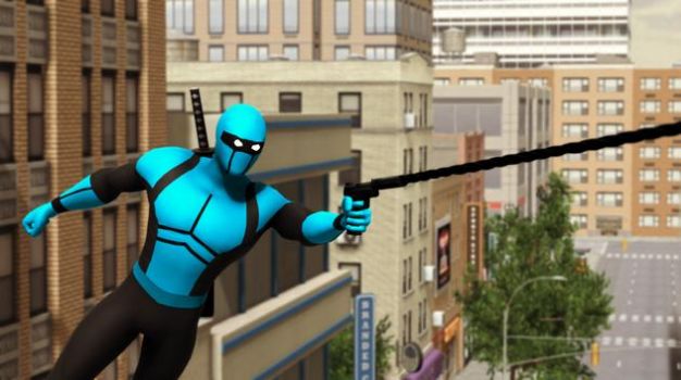 Blue Ninja Superhero