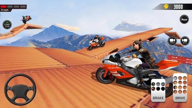 (Impossible Mega ramp moto bike Rider Superhero 3D)